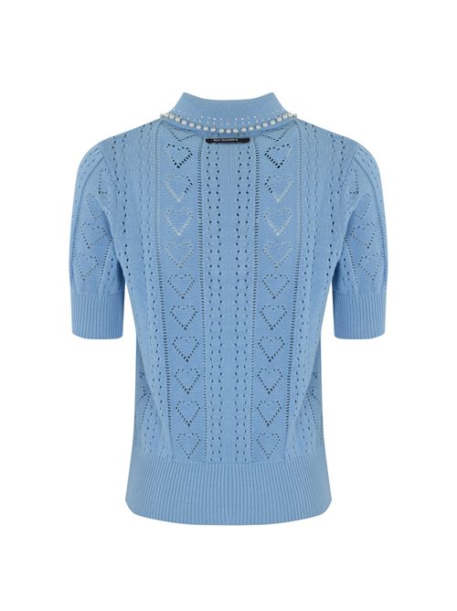 Polo crochet in cotone con perline Roy Roger's | RND571CL94XXXXC0373